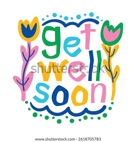 get well soon lettering. vector illustration