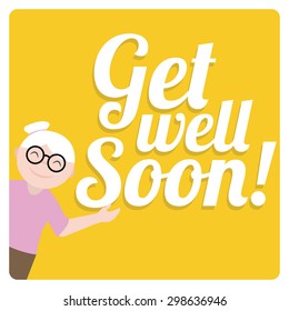 get well soon over color background