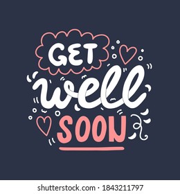 Get well soon, vector hand drawn lettering