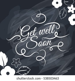 Get well soon Vector lettering silhouette background. Creative cute beautiful design for stickers, labels, tags, greeting cards, posters and banner design