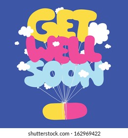 Get well soon vector postcard
