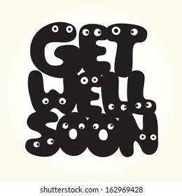 Get well soon vector postcard