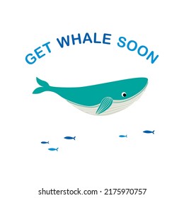 get whale soon greeting card vector