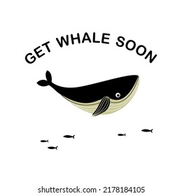 get whale soon greeting card vector