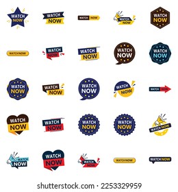 Get Your Customers Watching with Our Pack of 25 Watch Now Banners