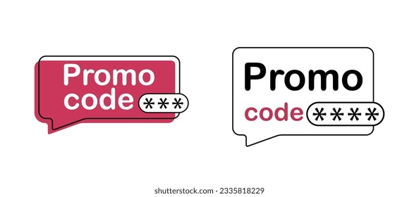 Get Your Discount Code Now with Our Promo Code Speech Bubble Illustration. Set of object.