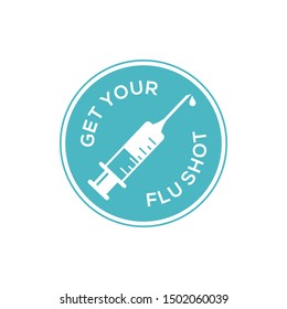 Get Your Flu Shot Sign Badge. Vector Illustration Badge Flu Vaccine