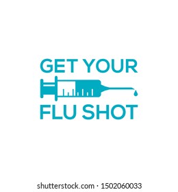 Get Your Flu Shot With Syringe Injection Icon. Vector Illustration Flu Vaccine