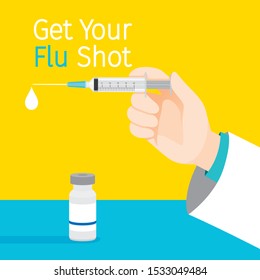 Get Your Flu Shot Texts, Injecting Flu Vaccine, Influenza, Injection, Vaccination, Immunity, Protection, Prevention, Healthy