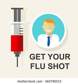 get your flu shot vaccination vaccine vector illustration