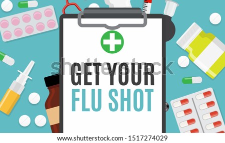 Get Your Flu Shot Vaccination concept flat background. Vector Illustration EPS10
