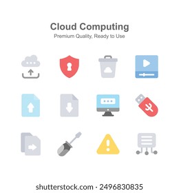 Obtenga su mano en iconos de computación en la nube bellamente diseñados, listos para usar Vectores