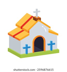 Get your hands on 3d style icon of church building