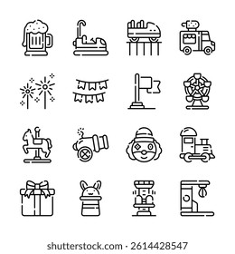 Get your hands on amusement park glyph icons, ready for premium use