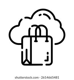 Get your hands on cloud shopping line style icon