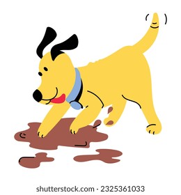 Get your hands on dog digging flat illustration 