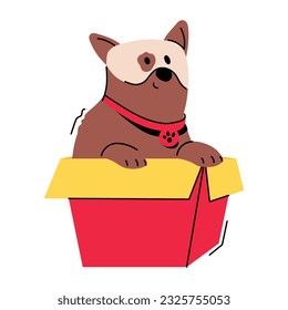 Get your hands on dog box flat illustration 
