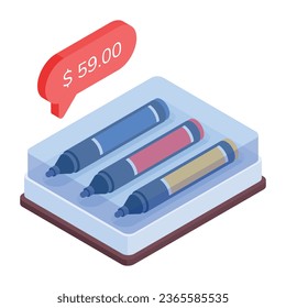 Get your hands on pencil holder isometric icon 