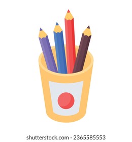Get your hands on pencil holder isometric icon 