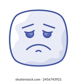 Consiga sus manos en el icono de emoji triste perfectamente diseñado, Vector personalizable