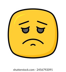 Consiga sus manos en el icono de emoji triste perfectamente diseñado, Vector personalizable