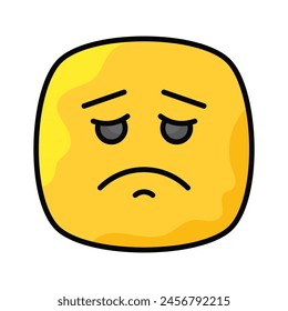 Consiga sus manos en el icono de emoji triste perfectamente diseñado, Vector personalizable