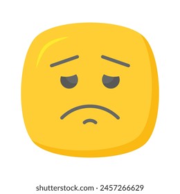 Consiga sus manos en el icono de emoji triste perfectamente diseñado, Vector personalizable