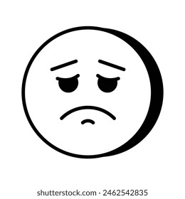 Consiga sus manos en el icono de emoji triste perfectamente diseñado, Vector personalizable