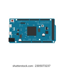 Obtén tu mano en la poderosa y versátil ilustración del micro controlador en formato EPS vectorial, perfecta para crear proyectos electrónicos avanzados con 54 pines E/S digitales y 12 entradas analógicas
