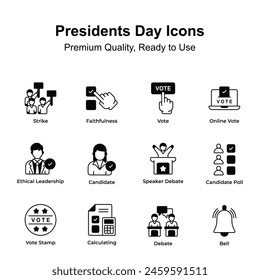 Get your hands on presidents days icons set, ready to use in websites and mobile apps