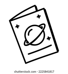 Get your hands on space book doodle icon 