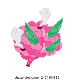 Pon tus manos en la pegatina plana de stoner brain