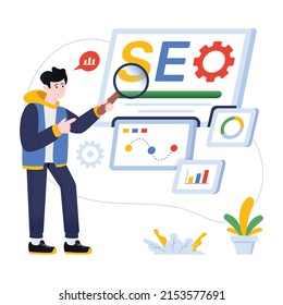 Get your hands on this SEO analysis flat illustration

