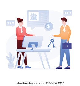 Get your hands on this property dealer flat illustration 

