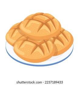 Get your hands on this isometric icon of bread buns
