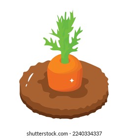 Get your hands on this carrot cultivation icon, isometric vector 