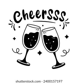 Get your hands on this visually appealing sticker of cheers, toasting, wine glasses