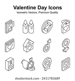 Get your hands on this beautifully designed valentines day isometric icons set