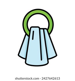 Ponga sus manos en este diseño de icono de toalla colgante, vector de toalla de limpieza