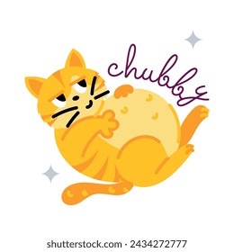Pon tus manos en esta pegatina plana de gato gordito 