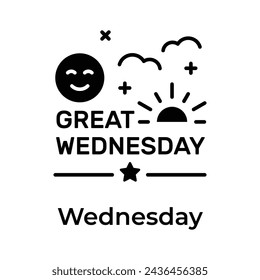 Get your hands on this beautifully designed great wednesday icon, happy days vector