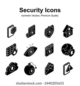 Consiga sus manos en este conjunto de iconos isométricos de seguridad bellamente diseñados