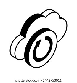 Get your hands on this beautiful icon of cloud updating, cloud syncing vector design
