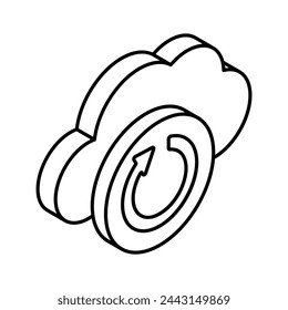 Get your hands on this beautiful icon of cloud updating, cloud syncing vector design