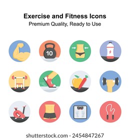 Get your hands on this beautifully designed exercise and fitness icons set