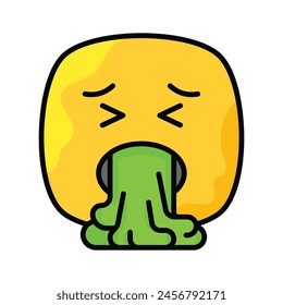 Pon tus manos en este diseño de iconos de emoticonos de vómito de moda