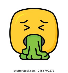 Pon tus manos en este diseño de iconos de emoticonos de vómito de moda
