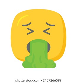 Get your hands on this trendy vomiting emoji icon design