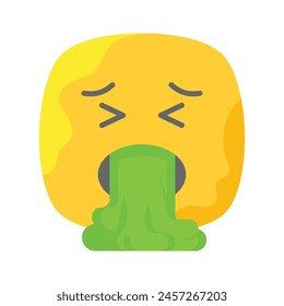 Get your hands on this trendy vomiting emoji icon design