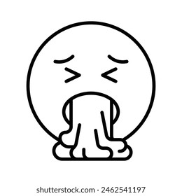Get your hands on this trendy vomiting emoji icon design